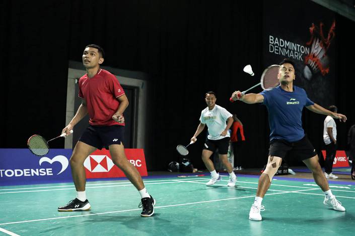Sesi latihan pertama tim bulu tangkis Indonesia jelang Denmark Open 2023 (Humas PP PBSI) Sesi latihan pertama tim bulu tangkis Indonesia jelang Denmark Open 2023 (Humas PP PBSI)