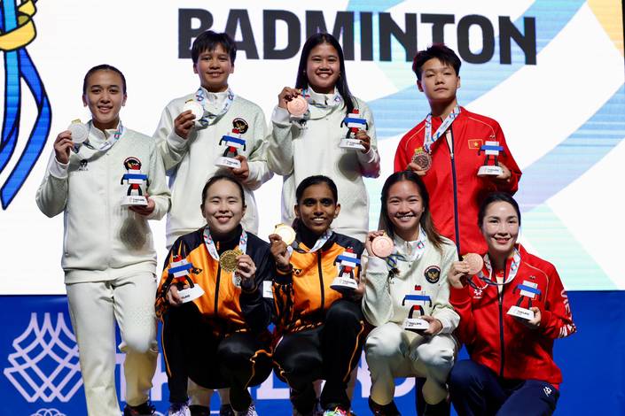 Para peraih medali SEA Games Thailand 2025 di sektor ganda putri (Humas PP PBSI)