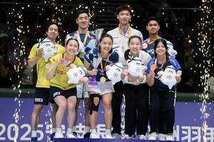 Podium Ganda Campuran BAC 2025 (Humas PP PBSI) Podium Ganda Campuran BAC 2025 (Humas PP PBSI)