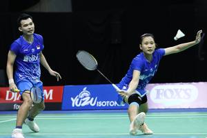 Rinov Rivaldy/Pitha Haningtyas Mentari menyambut pengembalian.