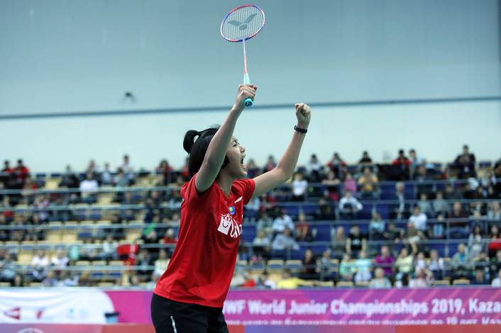 Selebrasi kemenangan Putri Kusuma Wardani (Indonesia). Selebrasi kemenangan Putri Kusuma Wardani (Indonesia).