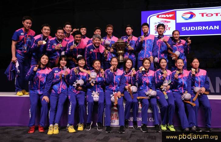 Tim Nasional Bulutangkis Korea Saat Menjuarai Piala Sudirman 2017. (Foto: PBSI)