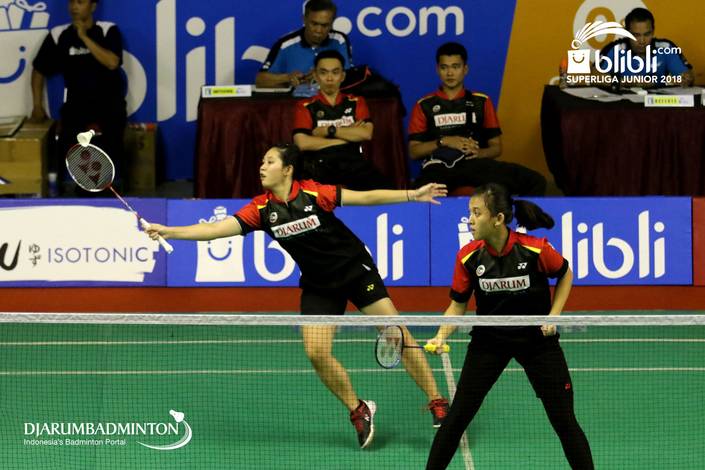Febriana Dwipuji Kusuma/Ribka Sugiarto (PB Djarum Kudus) mengembalikan shuttlecock. Febriana Dwipuji Kusuma/Ribka Sugiarto (PB Djarum Kudus) mengembalikan shuttlecock.