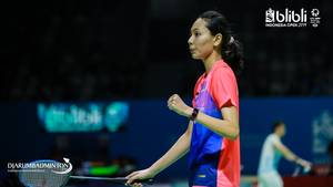 Gloria Emanuelle Widjaja (Indonesia) sedang menjalani isolasi mandiri di Pelatnas PBSI, Cipayung.
