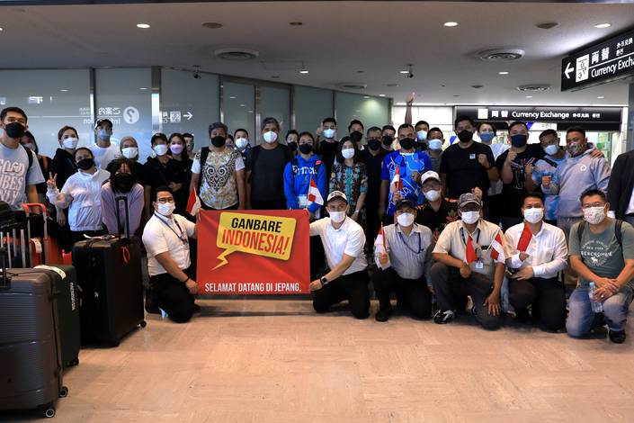 Tim bulu tangkis Indonesia tiba di Tokyo guna mengikuti Kejuaraan Dunia 2022 (Humas PP PBSI) Tim bulu tangkis Indonesia tiba di Tokyo guna mengikuti Kejuaraan Dunia 2022 (Humas PP PBSI)