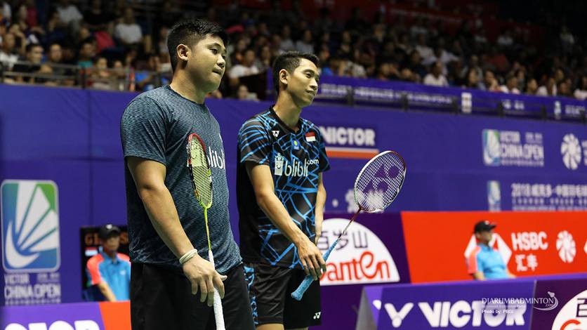 Ekspresi kekecewaan Wahyu Nayaka Arya Pankaryanira/Ade Yusuf Santoso. (Foto: PBSI) Ekspresi kekecewaan Wahyu Nayaka Arya Pankaryanira/Ade Yusuf Santoso. (Foto: PBSI)