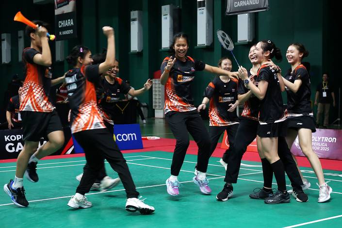 Selebrasi para pemain Granular Thailand (Djarum Badminton/Edward Luhukay)