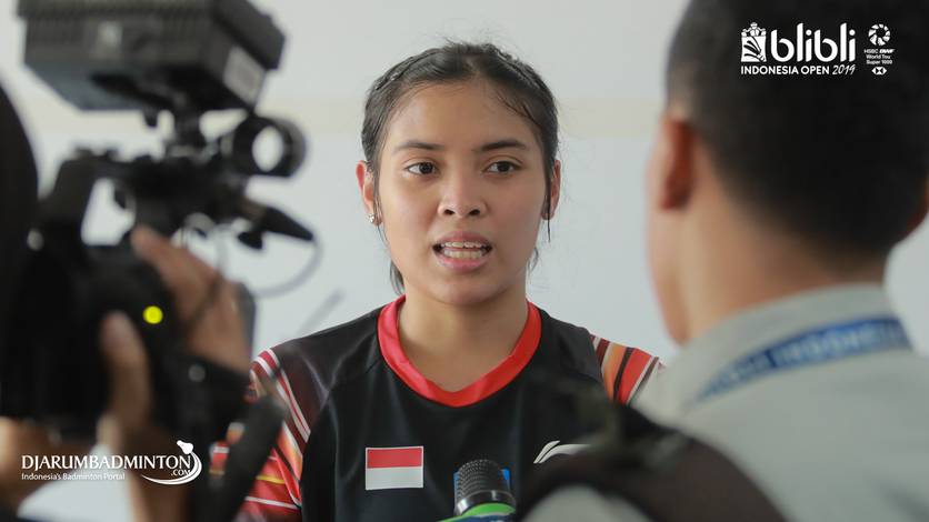 Gregoria Mariska Tunjung saat menjalani sesi wawancara. Gregoria Mariska Tunjung saat menjalani sesi wawancara.