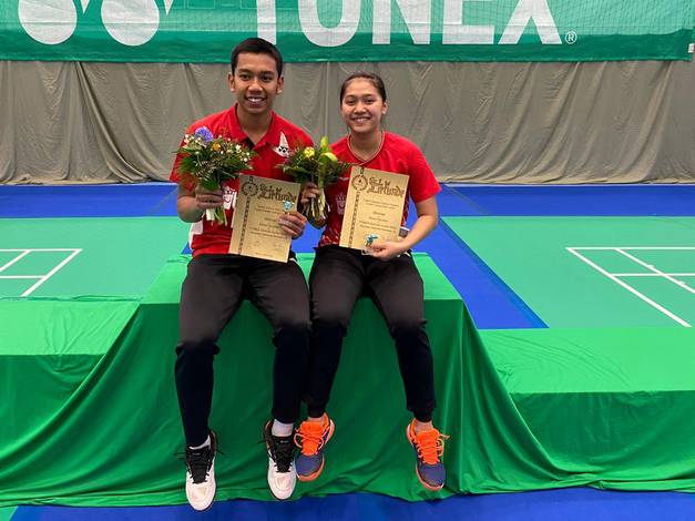 Teges Satriaji Cahyo Hutomo/Indah Cahya Sari Jamil saat menjuarai German Junior 2020. Teges Satriaji Cahyo Hutomo/Indah Cahya Sari Jamil saat menjuarai German Junior 2020.