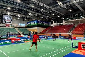 Suasana latihan tim Indonesia jelang German Open 2022 (Humas PP PBSI)