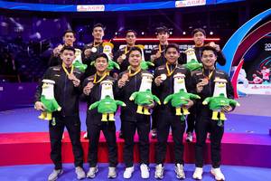 Skuad putra Indonesia pada Badminton Asia Team Championships 2026 (Humas PP PBSI)