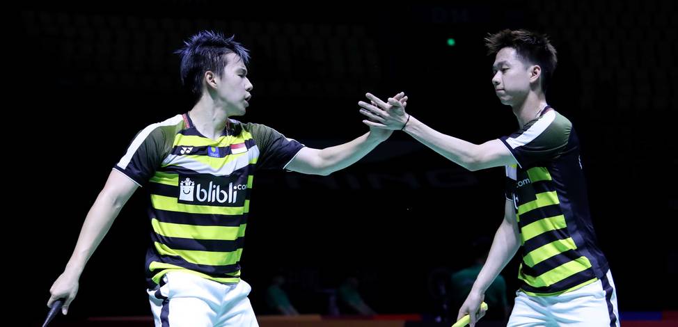 Selebrasi Kevin Sanjaya Sukamujo/Marcus Fernaldi Gideon. Selebrasi Kevin Sanjaya Sukamujo/Marcus Fernaldi Gideon.