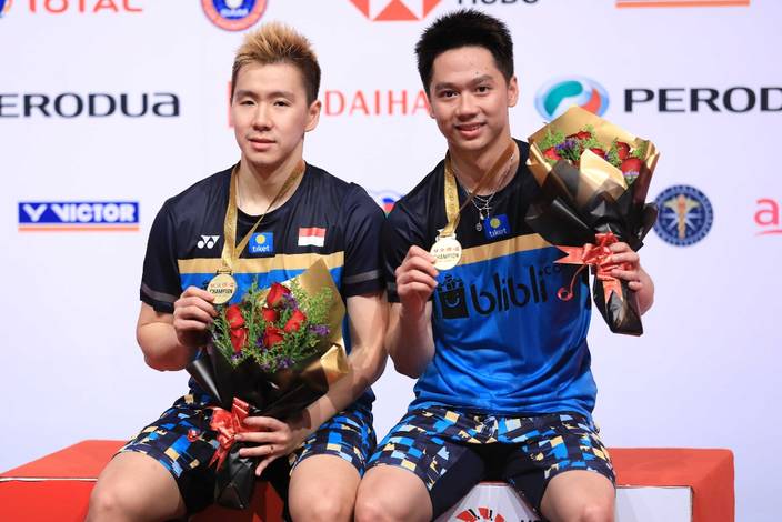 Kevin Sanjaya Sukamuljo/Marcus Fernaldi Gideon keluar sebagai juara ganda putra Malaysia Masters 2019 BWF World Tour Super 500. Kevin Sanjaya Sukamuljo/Marcus Fernaldi Gideon keluar sebagai juara ganda putra Malaysia Masters 2019 BWF World Tour Super 500.