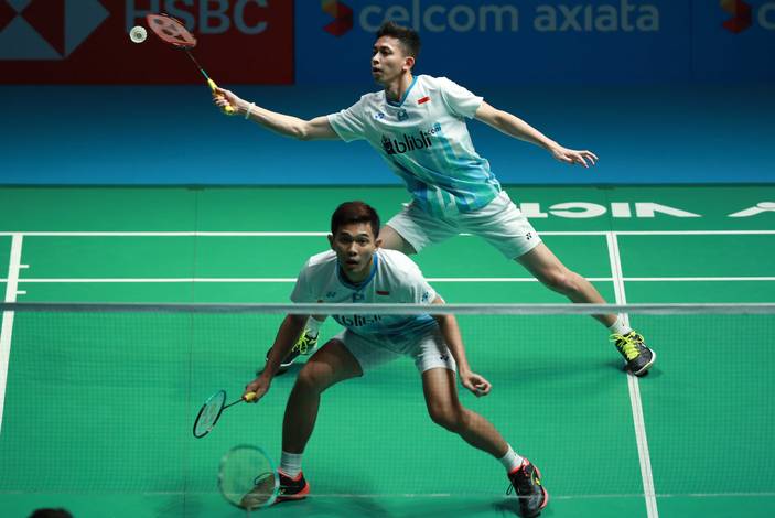 Fajar Alfian/Muhammad Rian Ardianto (Indonesia) bersiap menyambut pengembalian. Fajar Alfian/Muhammad Rian Ardianto (Indonesia) bersiap menyambut pengembalian.