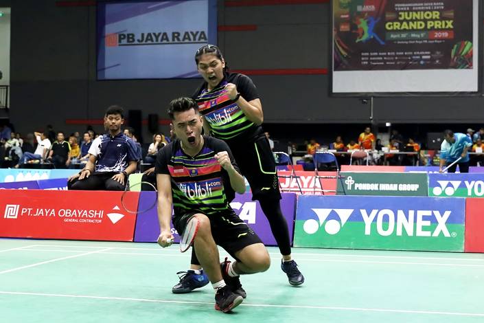 Selebrasi kemenangan Leo Rolly Carnando/Indah Cahya Sari Jamil (Indonesia). Selebrasi kemenangan Leo Rolly Carnando/Indah Cahya Sari Jamil (Indonesia).
