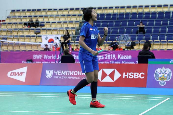 Selebrasi kemenangan Putri Kusuma Wardana (Indonesia). Selebrasi kemenangan Putri Kusuma Wardana (Indonesia).