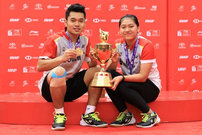 Leo Rolly Carnando/Indah Cahya Sari Jamil Juara Dunia Junior 2018. Leo Rolly Carnando/Indah Cahya Sari Jamil Juara Dunia Junior 2018.