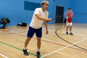 Marcus Fernaldi Gideon dan Kevin Sanjaya Sukamuljo mengikuti sesi latihan di Birmingham jelang All England 2022 (Humas PP PBSI)