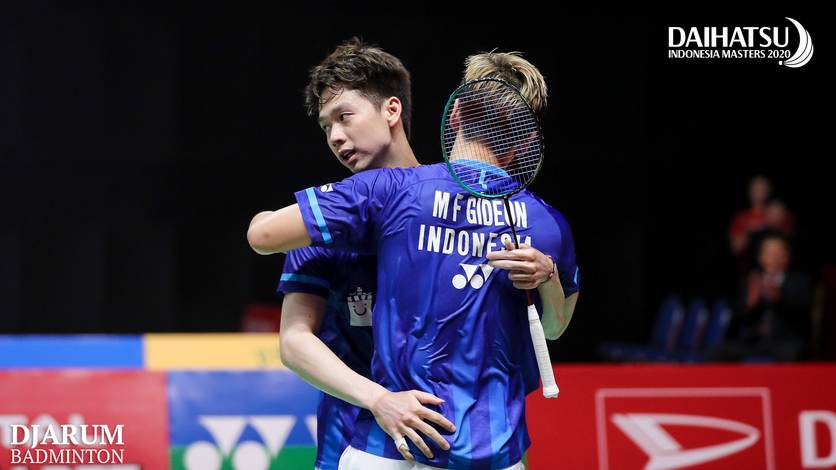 Selebrasi kemenangan Kevin Sanjaya/Marcus Fernaldi Gideon (Indonesia). Selebrasi kemenangan Kevin Sanjaya/Marcus Fernaldi Gideon (Indonesia).