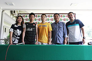 (Kiri ke Kanan) Susy Susanti, Kevin Sanjaya, Marcus F. Gideon, Achmad Budiharto, Eng Hian