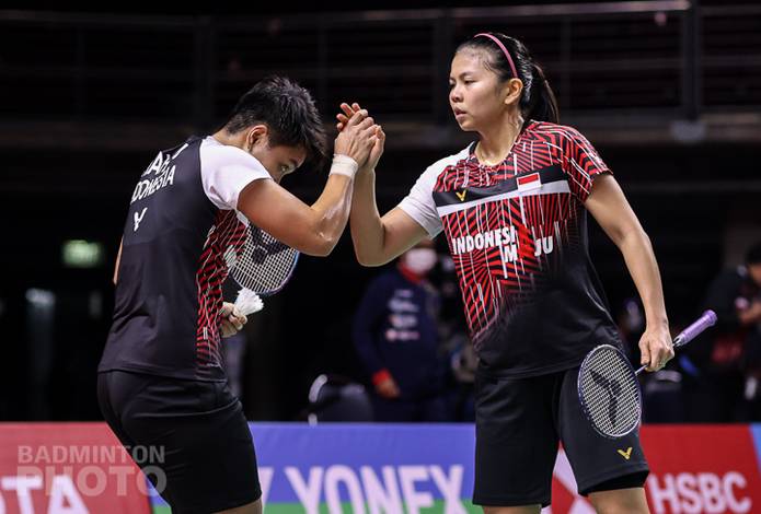 Selebrasi kemenangan Greysia Polii/Apriyani Rahayu (Indonesia). (Copyright: Badmintonphoto | Courtesy of BWF) Selebrasi kemenangan Greysia Polii/Apriyani Rahayu (Indonesia). (Copyright: Badmintonphoto | Courtesy of BWF)