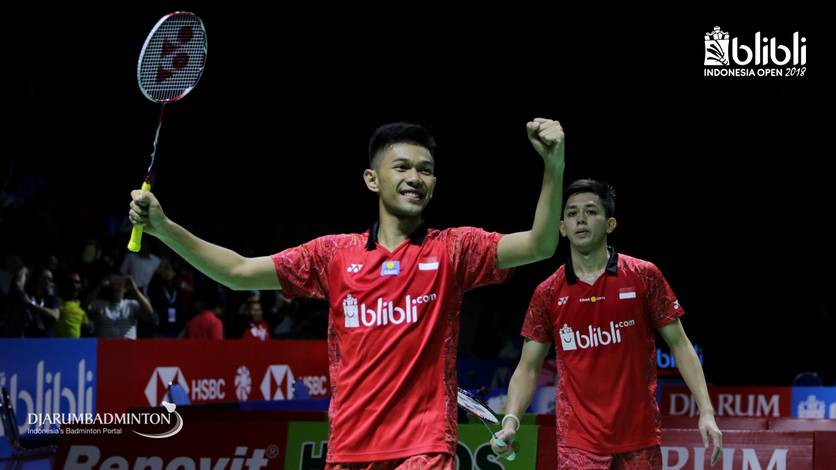 Selebrasi kemenangan Fajar Alfian/Muhammad Rian Ardianto (Indonesia). Selebrasi kemenangan Fajar Alfian/Muhammad Rian Ardianto (Indonesia).