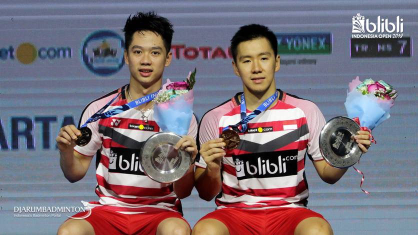 Marcus Fernaldi Gideon/Kevin Sanjaya Sukamuljo Juarai Ganda Putra di final Blibli Indonesia Open 2018 Marcus Fernaldi Gideon/Kevin Sanjaya Sukamuljo Juarai Ganda Putra di final Blibli Indonesia Open 2018