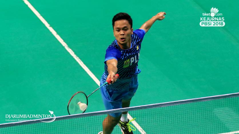 Anthony Sinisuka Ginting saat berlaga di Tiket.com Kejurnas PBSI 2018. Anthony Sinisuka Ginting saat berlaga di Tiket.com Kejurnas PBSI 2018.