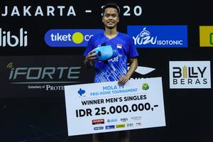 Anthony Sinisuka Ginting juara tunggal putra Mola TV PBSI Home Tournament.