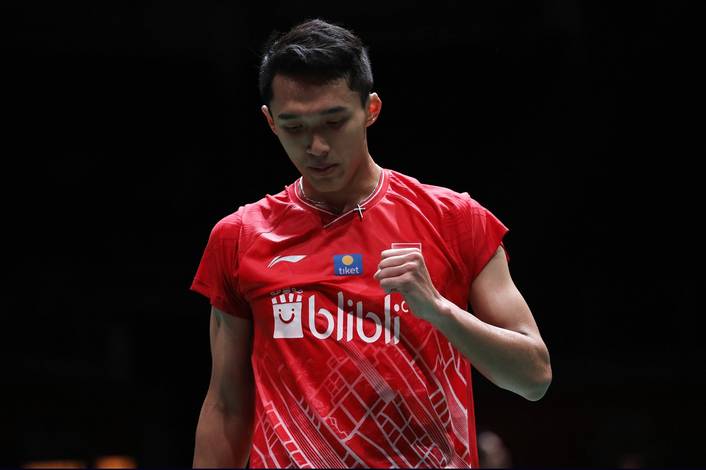 Selebrasi kemenangan Jonatan Christie (Indonesa). (Foto: PP PBSI) Selebrasi kemenangan Jonatan Christie (Indonesa). (Foto: PP PBSI)
