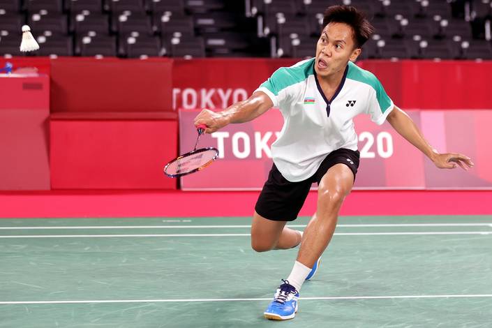 Atlet bulu tangkis Azerbaijan berdarah Indonesia, Ade Resky Dwicahyo, saat berlaga di Olimpiade Tokyo 2020. (Foto: BADMINTONPHOTO/Yves Lacroix) Atlet bulu tangkis Azerbaijan berdarah Indonesia, Ade Resky Dwicahyo, saat berlaga di Olimpiade Tokyo 2020. (Foto: BADMINTONPHOTO/Yves Lacroix)