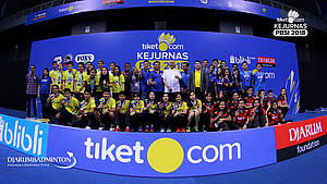 Para peraih podium di Tiket.com Kejurnas PBSI 2018.