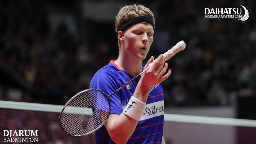 Anders Antonsen (Denmark) saat berlaga di Indonesia Masters 2020 Anders Antonsen (Denmark) saat berlaga di Indonesia Masters 2020