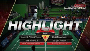 Agripina Primarahmanto/Tiara Rosalia N (Berkat Abadi/Mutiara Cardinal, Bandung) VS Hiski Rumengan/Aisyah Nuraini (Suryanaga Wima/FIFA BC)