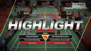 Rahmat Hidayat/Gity Gabriel Rambing (Djarum Kudus) VS Fikri Haikal Rhamadan/Asmaul Husna Syamsudding (Yanti Jaya Makassar)
