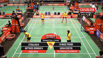 Fitria Ayu N/Miftahul R (SEMEN GRESIK) VS Ni Made P/Sarah C (PELATPROV BALI/PELATPROV DKI) 