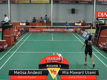 Melisa Andesti (PB. Djarum Kudus) VS Mia Mawarti Utami (PB. Guna Dharma)