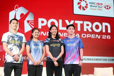 Sesi foto jumpa pers Polytron Indonesia Open 2026