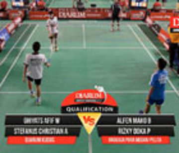 Alfen M B/Rizky D P (PB Angsapura Medan/PB Pelita) VS Ghiyats A W/Stefanus C (PB Djarum Kudus) 