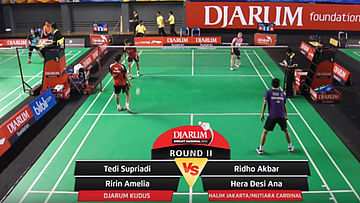 Tedi Supriadi/Ririn Amelia (Djarum Kudus) VS Ridho Akbar/Hera Desi Ana Rahmawati (Halim Jakarta/Mutiara Cardinal Bandung)