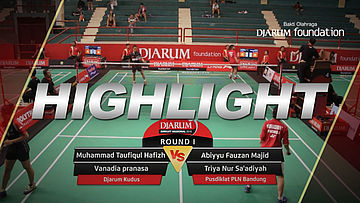 Muhammad Taufiqul Hafizh/Vanadia Pranasa (Djarum Kudus) VS Abiyyu Fauzan Majid/Triya Nur Sa'adiyah (Pusdiklat Telkom Bandung)