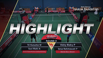 Tri Kusuma W/Suci Rizki A (Berkat Abadi/Mutiara Cardinal Bandung) VS Vicky Rizky P/Sesa R (Banda Baru Batam)