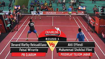 Aldi Effendi/Muhammad Shohibul Fikri (PUSDIKLAT TELKOM JABAR) VS Devand Riefky Reksadillano/Feisal Wiranto (PB. DJARUM KUDUS)