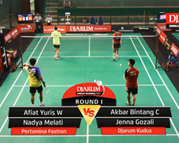 Afiat Yuris/Nadya Melati (Pertamina Fastron) VS Akbar Bintang/Jenna Gozali (Djarum Kudus)