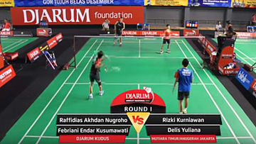Rafiddias A Nugroho/Febriani Endar K (Djarum Kudus) VS Rizki Kurniawan/Delis Yuliana (Mutiara Timur/Anugerah Jakarta)