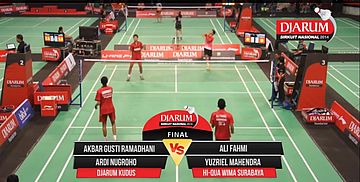 Akbar Gusti Ramadhani / Ardi Nugroho (DJARUM KUDUS) VS Ali Fahmi / Yuzriel Mahendra (HI QUA WIMA SURABAYA)
