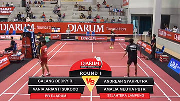 Andrean Syahputra/Amalia Meutia Putri (Sejahtera Lampung) VS Galang Decky Ramadhan/Vania Arianti Sukoco (Djarum Kudus)