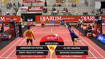 Ardiansyah Putra/Rizky Hidayat Ismail (Berkat Abadi/Hiqua Wima Surabaya) VS Altof Baariq/Reinard Dhanriano (Mutiara Cardinal Bandung)